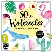50 x Watercolor - Flamingo, Kaktus