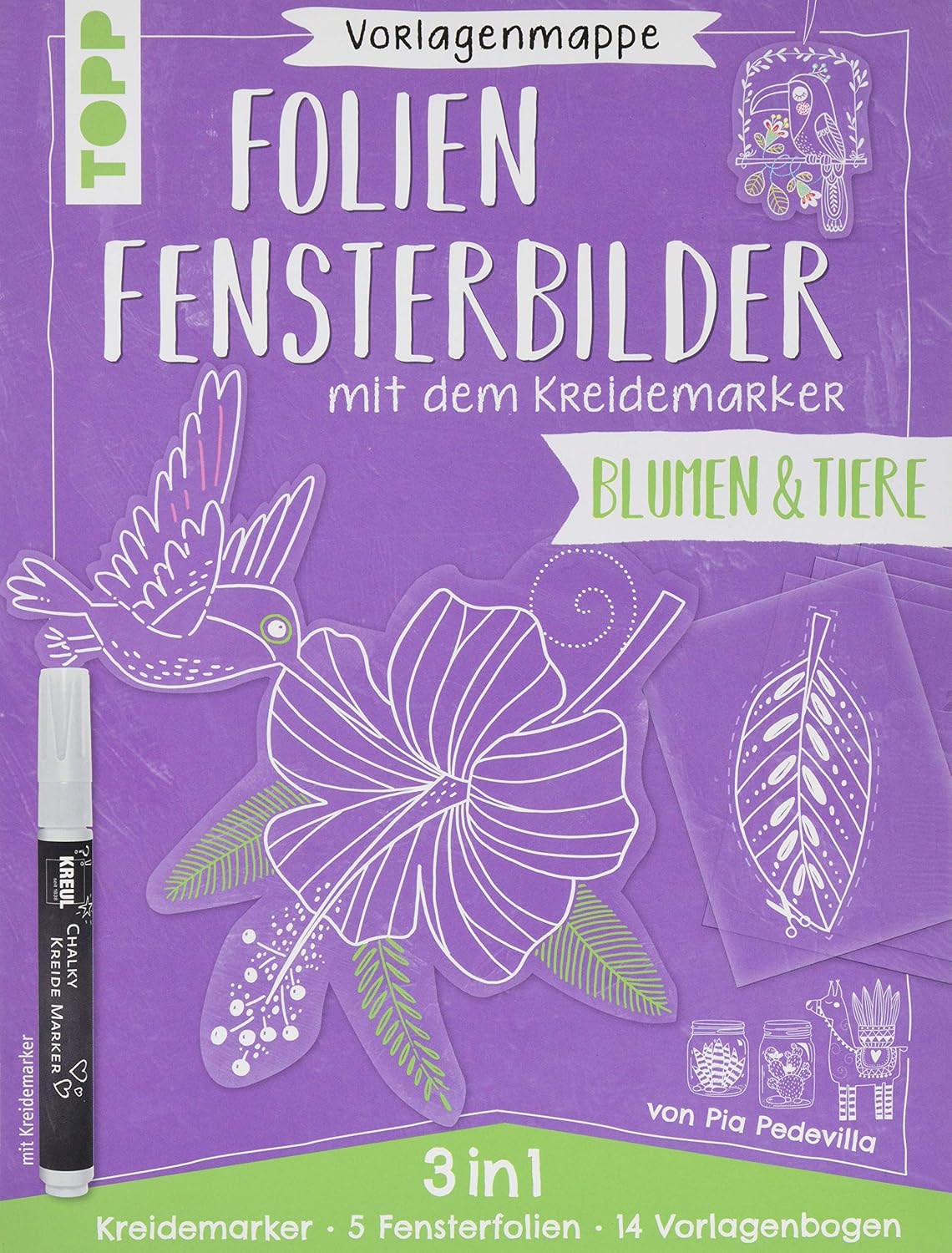 Folien-Fensterbilder - Blumen und Tiere